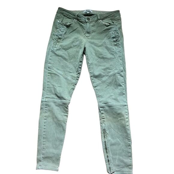 Paige green zipper ankle skinny jeans size 29 - Picture 1 of 4